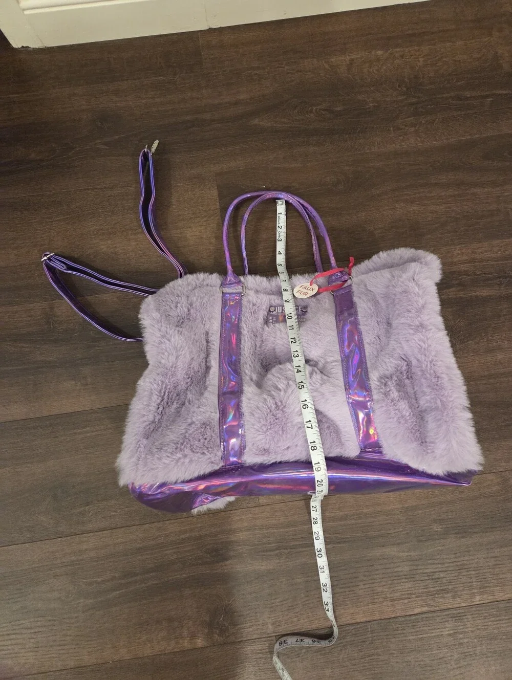 NWT Justice Lavender Faux Fur Heart Handbag